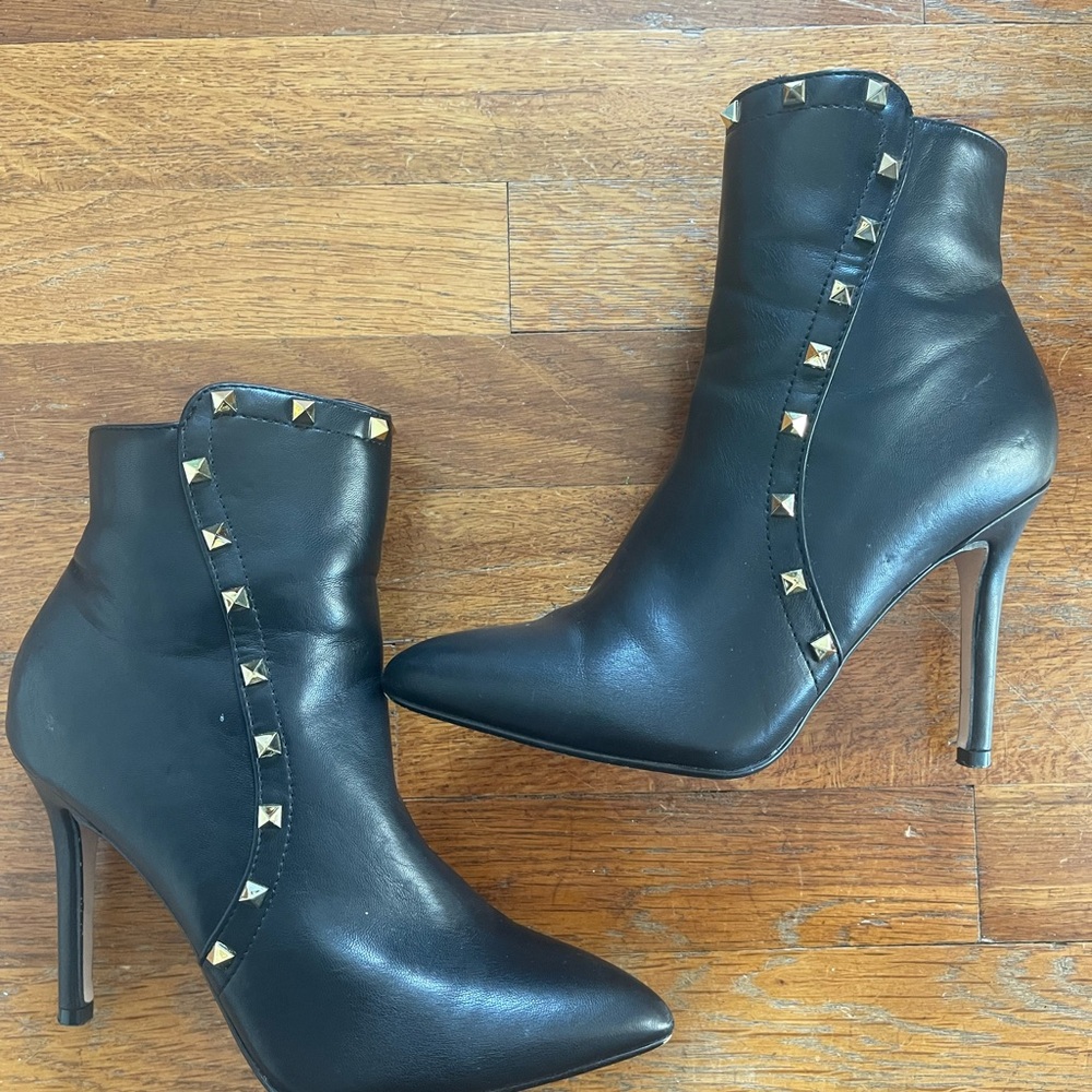 Studded black bootie heels. Size 7.5